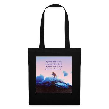Motivation Zitat Inspirierend Erfolg Himmel Berge - Stoffbeutel - Schwarz - Vorne