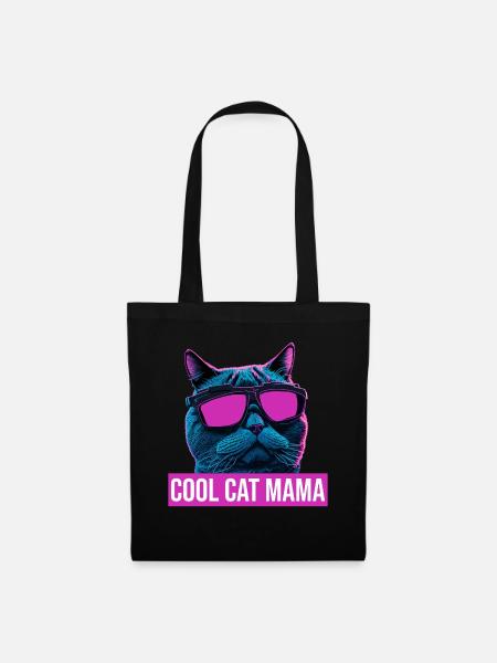 Cooles Katzenmama-Design im futuristischen Stil - Stoffbeutel - Schwarz