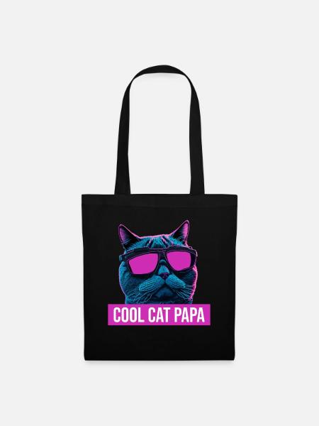 Cooles Cat Papa Design im futuristischen Stil - Stoffbeutel - Schwarz
