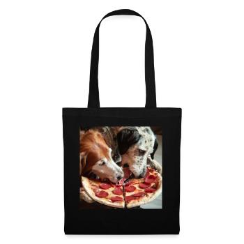 Deux chiens mangeant de la pizza salami - Sac en tissu - noir - Devant
