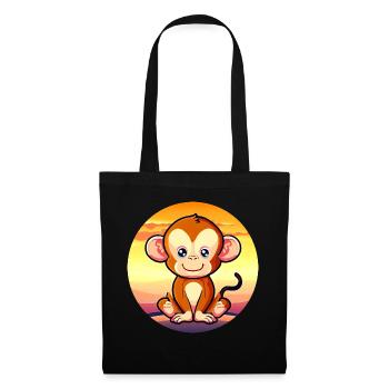Cute Monkey Chimpanzee Sunset Design - Tote Bag - black - Front