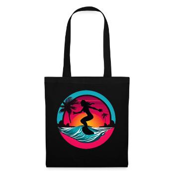 Femmes Surfeur Planche de Surf Surf - Sac en tissu - noir - Devant