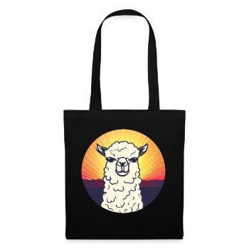 Lama Sonnenuntergang Design - Stoffbeutel - Schwarz - Vorne