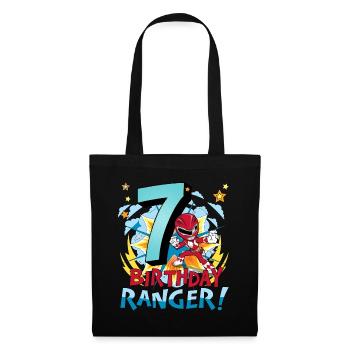 Power Rangers Geburtstags-Design 7 Jahre - Stoffbeutel - Schwarz - Vorne