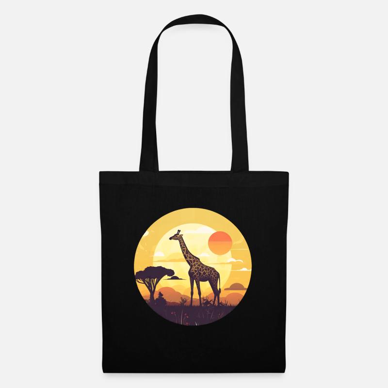 Giraffe in the savannah - Stoffbeutel - Schwarz