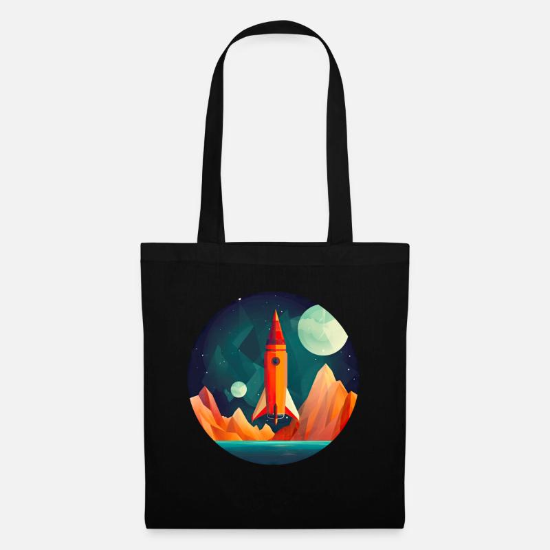 Rocket in Space Scenery - Tote Bag - black