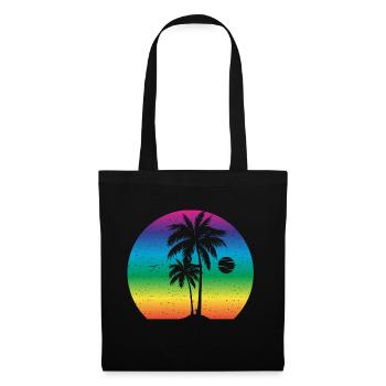 Palmiers Vacances Coucher de soleil - Sac en tissu - noir - Devant