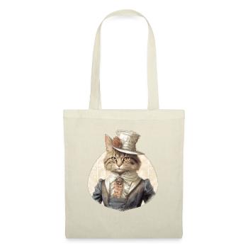 Katze im 1800 Jahre Stil Gekleidet Nobel Barock - Stoffbeutel - Natur - Vorne