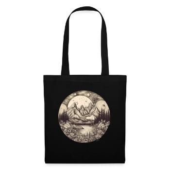 Natur Abenteuer Wandern Camping Design - Stoffbeutel - Schwarz - Vorne
