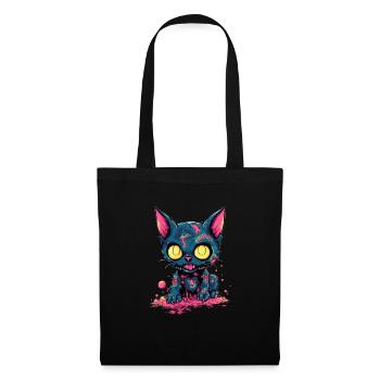 Halloween Zombie Katze - Niedliche gruselige Katze - Stoffbeutel - Schwarz - Vorne
