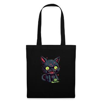 Halloween Zombie Katze - Niedliche gruselige Katze - Stoffbeutel - Schwarz - Vorne