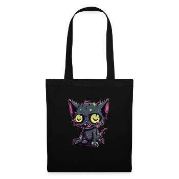 Halloween Zombie Katze - Niedliche gruselige Katze - Stoffbeutel - Schwarz - Vorne