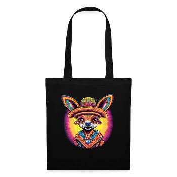 Chihuahua | Mexique | Chien Amusant Chapeau - Sac en tissu - noir - Devant