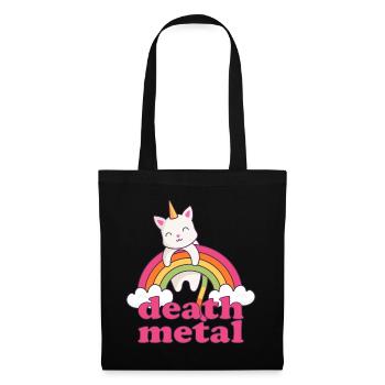 Lustig Death Metal Einhorn Katze Regenbogen Metal - Stoffbeutel - Schwarz - Vorne