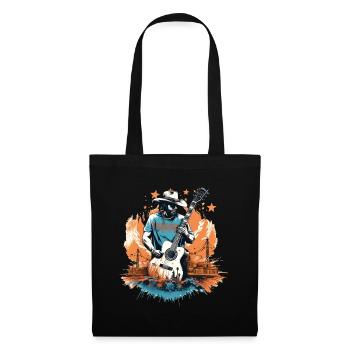 Musique Country Guitare Guitariste Chanteur Vintage - Sac en tissu - noir - Devant