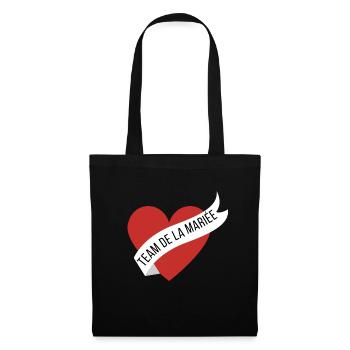 Team La mariée cœur rouge et ruban - Sac en tissu - noir - Devant