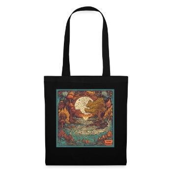 Forces de la nature - gravure sur bois colorée - Sac en tissu - noir - Devant