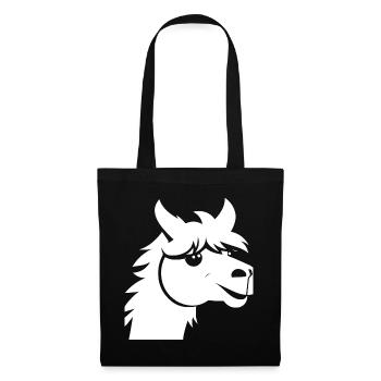 Lustige Lama-Silhouette Freche Spaß-Lamas - Stoffbeutel - Schwarz - Vorne