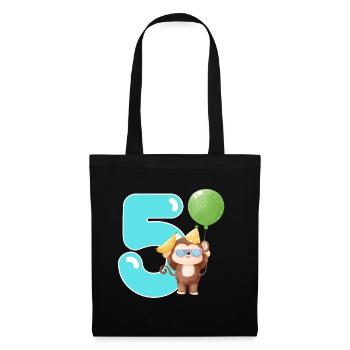 5. Geburtstag. 5 Jahre Geburtstagsgeschenk - Stoffbeutel - Schwarz - Vorne