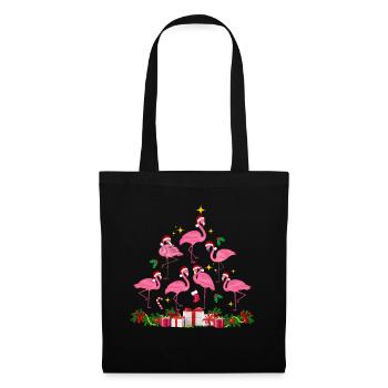 Flamingo Weihnachten. Weihnachtsgeschenk - Stoffbeutel - Schwarz - Vorne