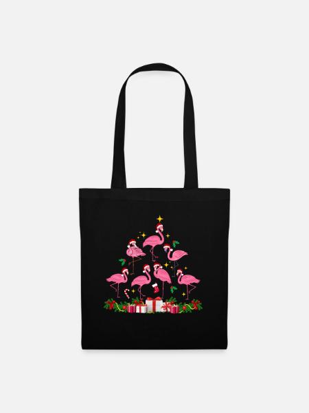 Flamingo Weihnachten. Weihnachtsgeschenk - Stoffbeutel - Schwarz