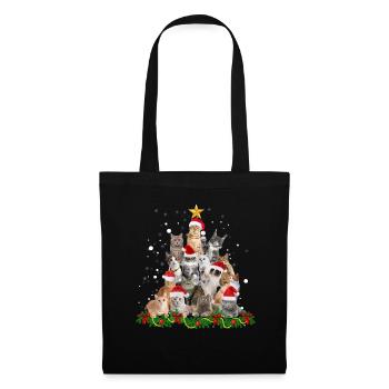 Drôles de chats Arbre de Noël - Sac en tissu - noir - Devant