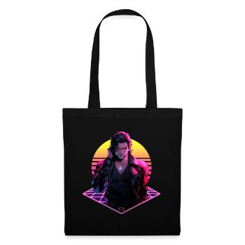 Retro Wave 80er Jahre Anime Man – Anime Shirt - Stoffbeutel - Schwarz - Vorne