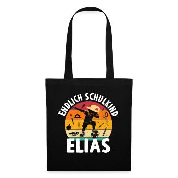 Endlich Schulkind Noah Dabbing Schüler - Stoffbeutel - Schwarz - Vorne