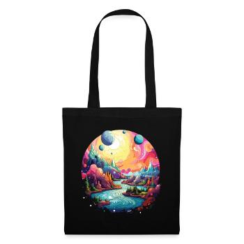 Colorful landscape with psychedelic 90s style - Tote Bag - black - Front