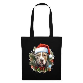 Chien de la race Pitbull qui fête Noël avec vous - Sac en tissu - noir - Devant