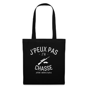 J'Peux Pas J'Ai Chasse Avec Mon Papa - Sac en tissu - noir - Devant