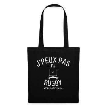 J'Peux Pas J'Ai Rugby Avec Mon Papa - Sac en tissu - noir - Devant