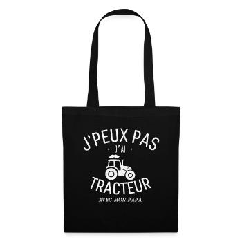 J'Peux Pas J'Ai Tracteur Avec mon Papa - Sac en tissu - noir - Devant