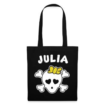 Piratin Julia Design für Mädchen und Frauen - Stoffbeutel - Schwarz - Vorne
