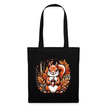Kawaii-Eichhörnchen in einem Herbstwald - Stoffbeutel - Schwarz - Vorne