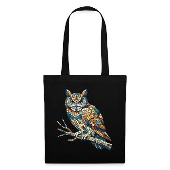 Portrait of an owl on a mosaic branch - Tote Bag - black - Front