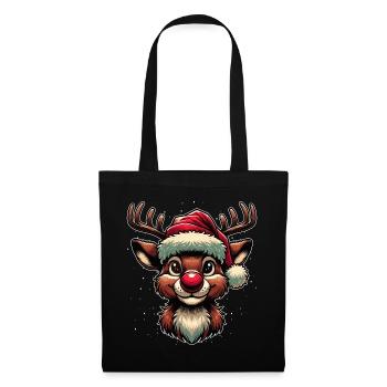 Festive Rudolf the Reindeer Christmas Motif - Tote Bag - black - Front
