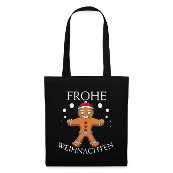 Lebkuchenmann - Lebkuchen Weihnachten Geschenk - Stoffbeutel - Schwarz - Vorne