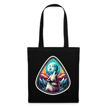 A wolf howling under the full moon - Tote Bag - black - Front