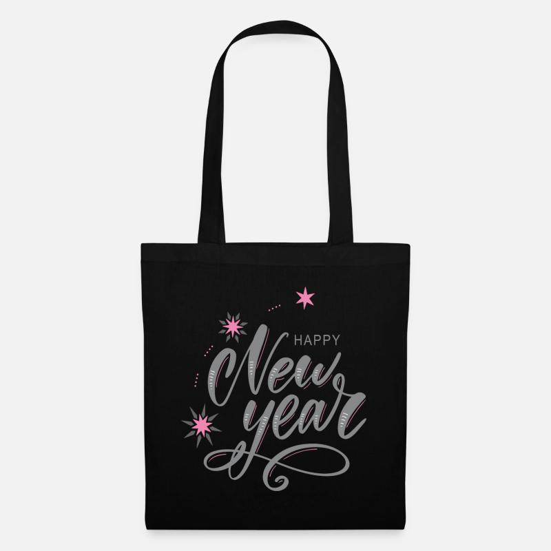 happy New Year - Stoffbeutel - Schwarz