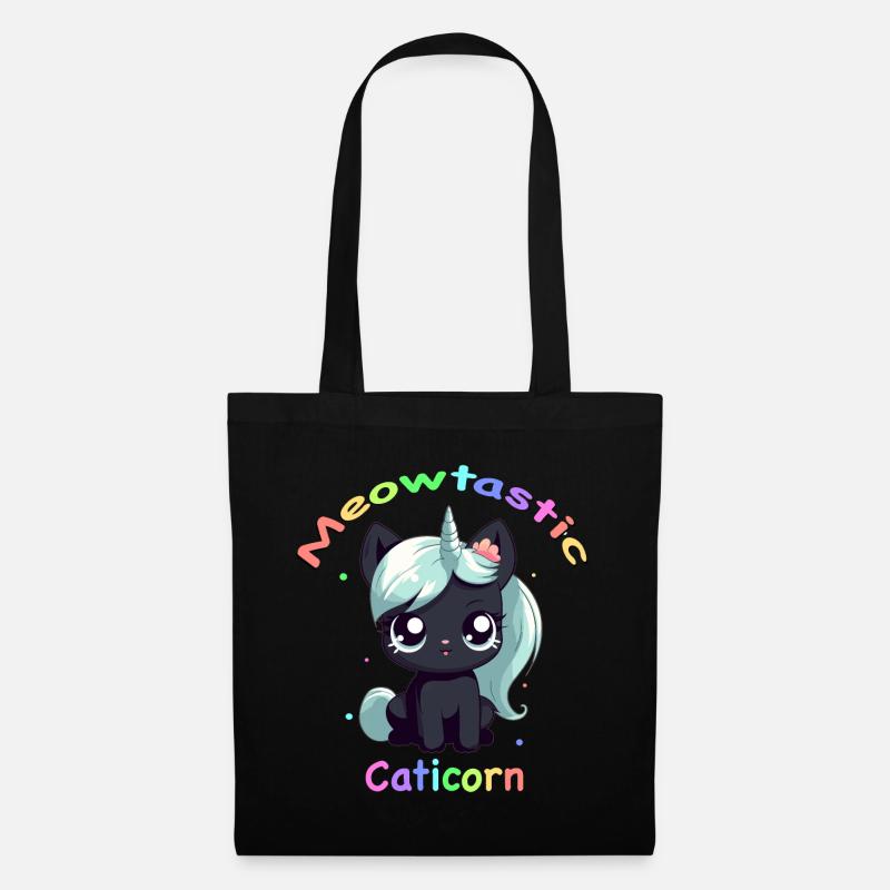 Caticorn Meowtastic Shirt, süße Einhorn Katze. - Stoffbeutel - Schwarz