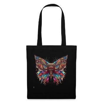 Papillon sombre avec crâne - Sac en tissu - noir - Devant