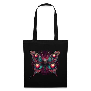 Schauriger Schmetterling mit Totenkopf - Stoffbeutel - Schwarz - Vorne