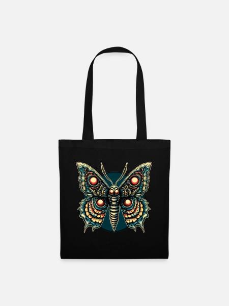Schauriger Schmetterling mit Totenkopf - Stoffbeutel - Schwarz