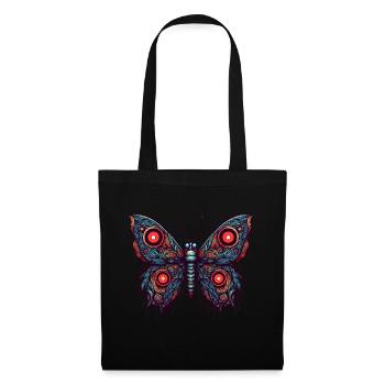 Papillon effrayant avec crâne - Sac en tissu - noir - Devant