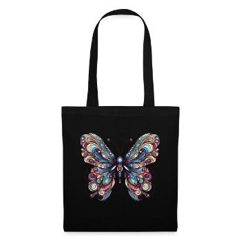 Schauriger Schmetterling mit Totenkopf - Stoffbeutel - Schwarz - Vorne