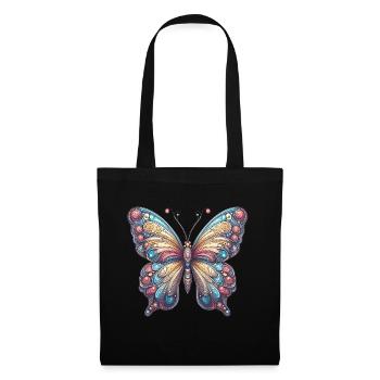 Schauriger Schmetterling mit Totenkopf - Stoffbeutel - Schwarz - Vorne