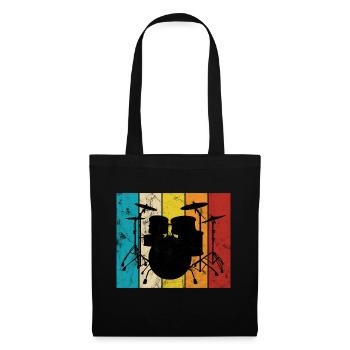 Drummer Schlagzeuger Schlagzeug Geschenk - Stoffbeutel - Schwarz - Vorne