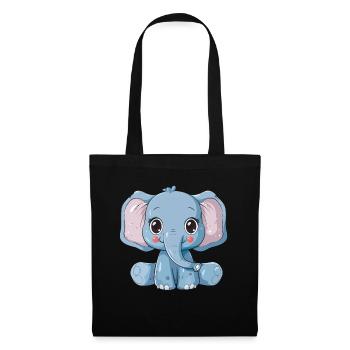 Cute blue elephant with big eyes - Tote Bag - black - Front