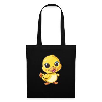 Canard mignon agitant avec un sourire - Sac en tissu - noir - Devant